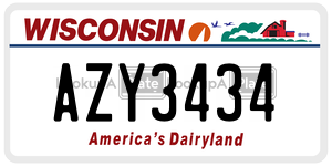 AZY3434  license plate in WI