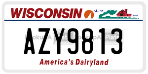 AZY9813  license plate in WI