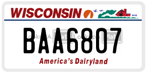 BAA6807  license plate in WI