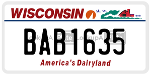BAB1635  license plate in WI