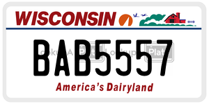 BAB5557 license plate in Wisconsin