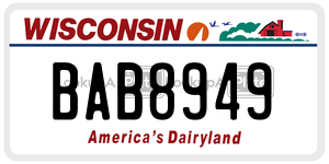 BAB8949  license plate in WI