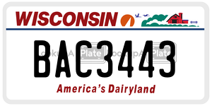 BAC3443  license plate in WI