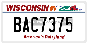 BAC7375  license plate in WI