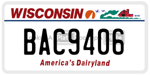 BAC9406  license plate in WI