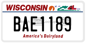 BAE1189  license plate in WI