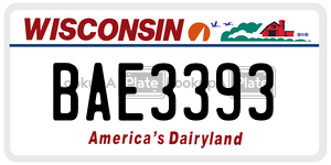 BAE3393  license plate in WI