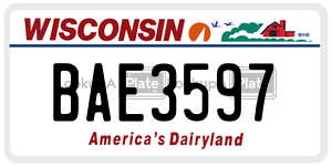 BAE3597 license plate in Wisconsin