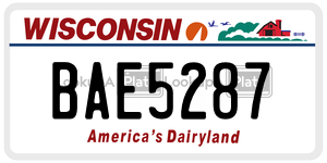 BAE5287  license plate in WI