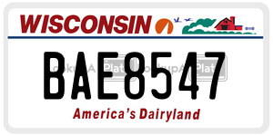BAE8547 license plate in Wisconsin