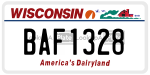 BAF1328  license plate in WI