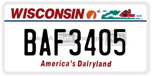 BAF3405  license plate in WI