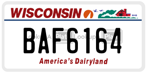 BAF6164  license plate in WI
