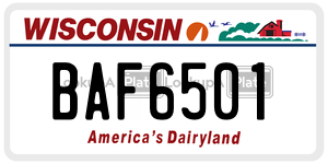 BAF6501  license plate in WI