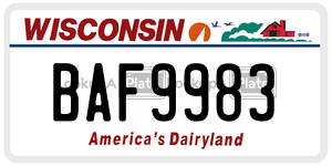 BAF9983  license plate in WI