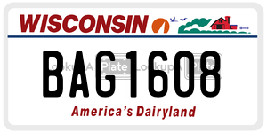 BAG1608  license plate in WI