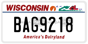 BAG9218  license plate in WI