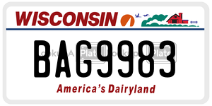 BAG9983  license plate in WI