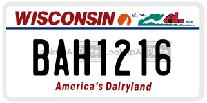 BAH1216  license plate in WI