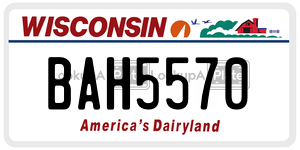 BAH5570 license plate in Wisconsin