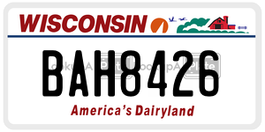 BAH8426  license plate in WI