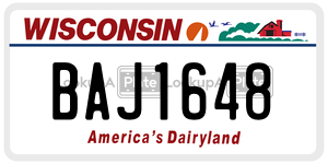 BAJ1648  license plate in WI