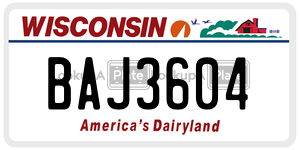 BAJ3604  license plate in WI