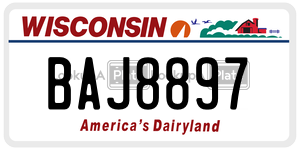 BAJ8897  license plate in WI