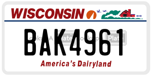 BAK4961  license plate in WI