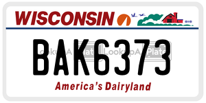 BAK6373  license plate in WI