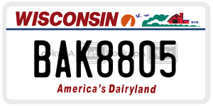 BAK8805  license plate in WI