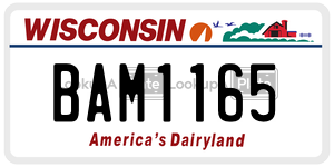 BAM1165  license plate in WI