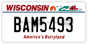 BAM5493  license plate in WI