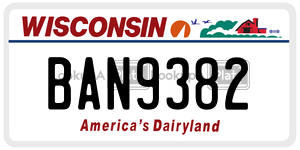 BAN9382  license plate in WI