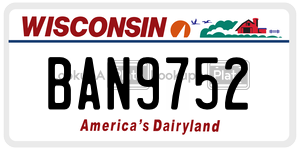 BAN9752  license plate in WI