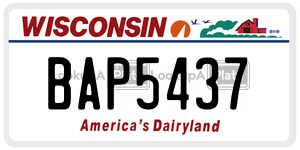 BAP5437 license plate in Wisconsin