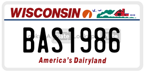 BAS1986  license plate in WI