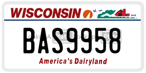 BAS9958  license plate in WI