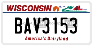 BAV3153  license plate in WI