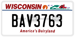 BAV3763  license plate in WI