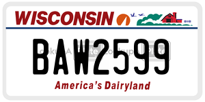 BAW2599  license plate in WI
