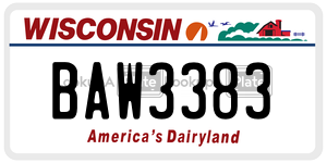 BAW3383  license plate in WI