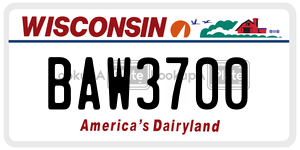 BAW3700  license plate in WI
