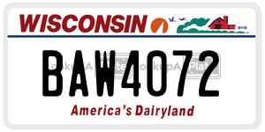 BAW4072  license plate in WI