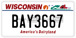 BAY3667  license plate in WI
