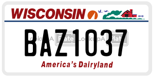 BAZ1037 license plate in Wisconsin