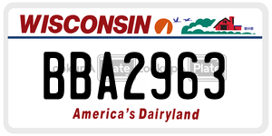 BBA2963  license plate in WI