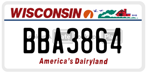 BBA3864  license plate in WI
