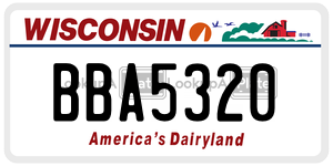 BBA5320  license plate in WI