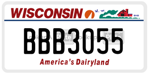 BBB3055  license plate in WI